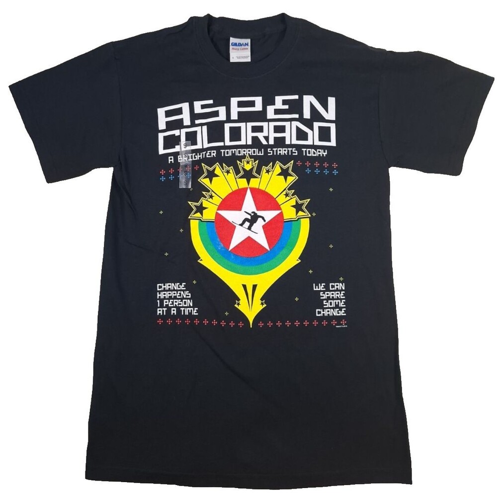 Aspen Colorado "A Brighter Tomorrow Starts Today" Snowboarder T-shirt-SZ S-NEW!